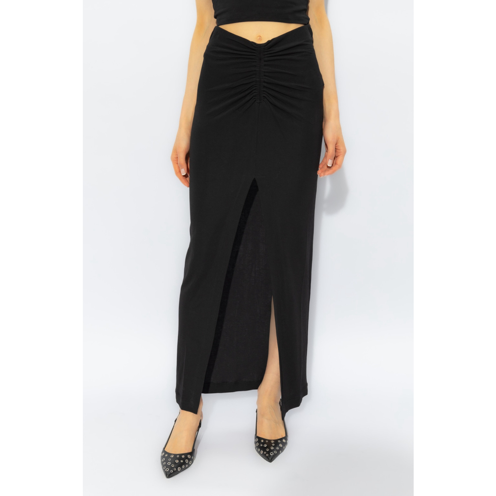 IRO Paris Rokaya‎ Black Ruched Front Maxi Skirt L NWT